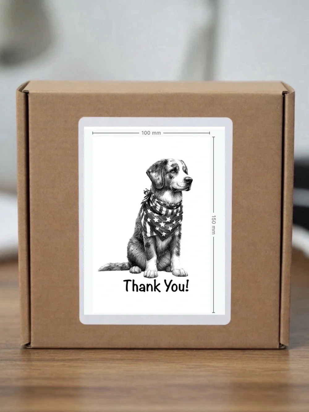 Patriotic Australian Shepherd Thank You Stickers  4”x6”-100ct.
